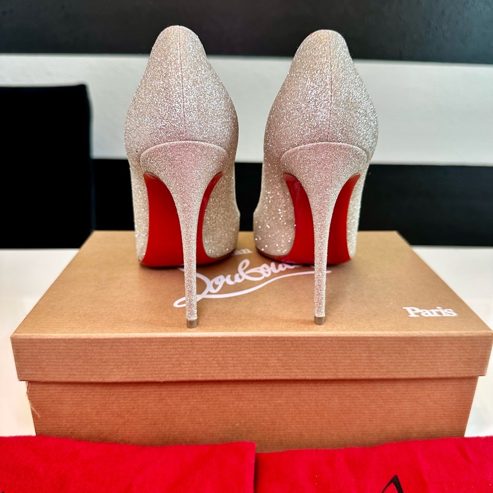 Christian Louboutin Pigalle Follies Ivory Glitter 100 - Picture 4 of 7